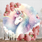 Aperturee - Aperturee Floral Unicorn Rainbow Paradise Circle Backdrop